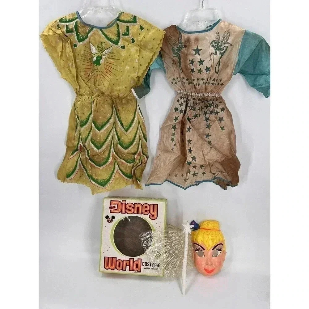 Vintage Ben Cooper Halloween (2) Costumes Wand Wings Mask Tinkerbell Walt Disney